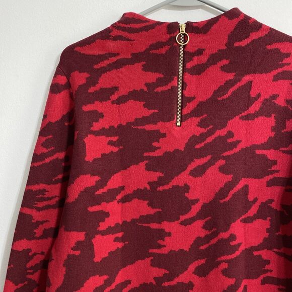 Chico's Sweater Women's 1 Or M 8 Red Maroon Print Pullover Back Zip Cozy NEW - Picture 11 of 14